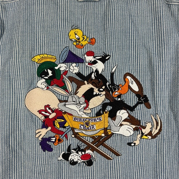 Vintage Warner Bros Looney Tunes Embroidered Button Down Short Sleeve Size Large - Picture 7 of 7